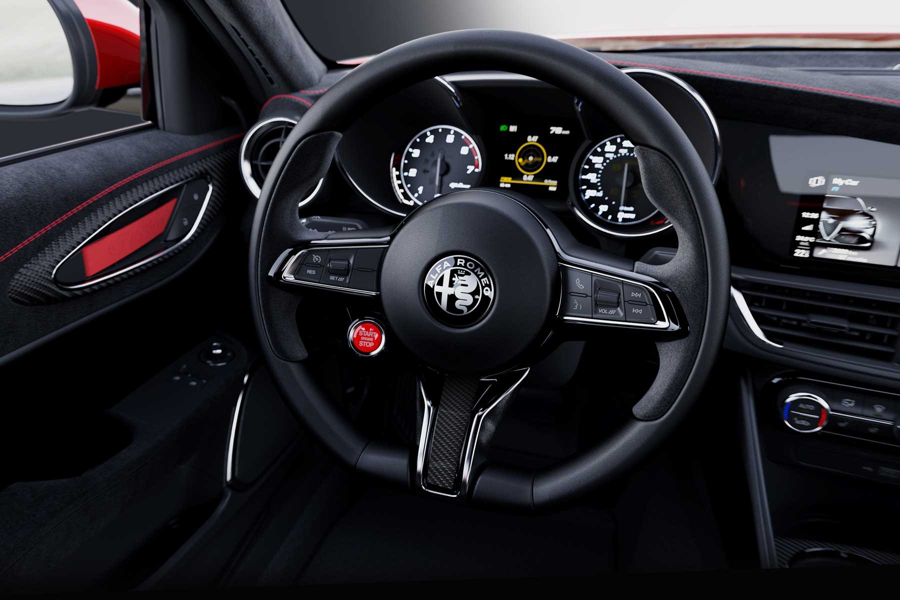 Alfa Romeo Giulia GTAm (2020) : le volant gagne des éléments chromés et du carbone