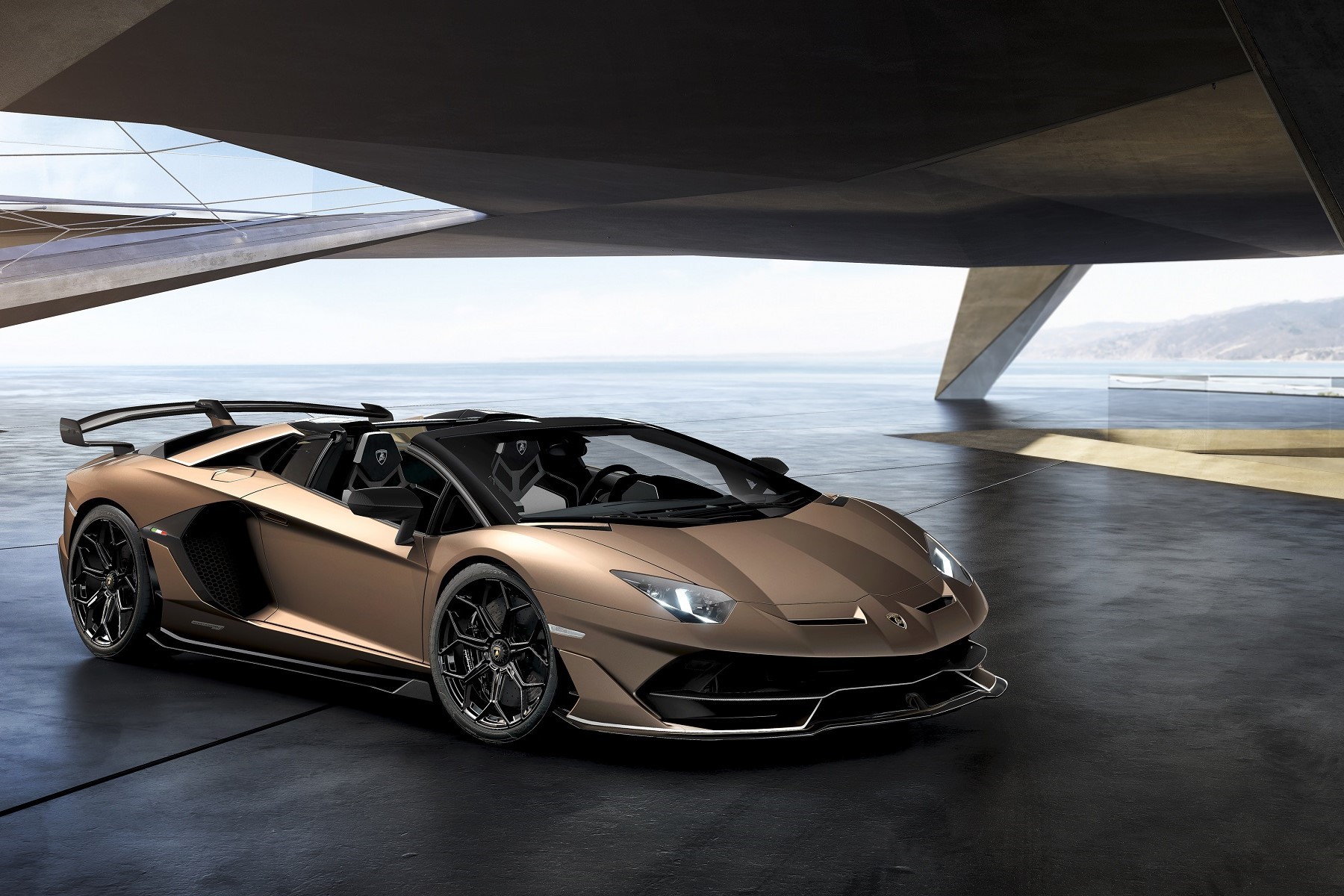 Lamborghini Aventador SVJ Roadster (2019) : 3/4 avant droit bronze