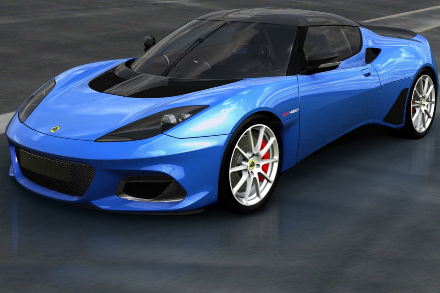 Lotus Evora GT430 Sport (2017) : 3/4 avant gauche bleu