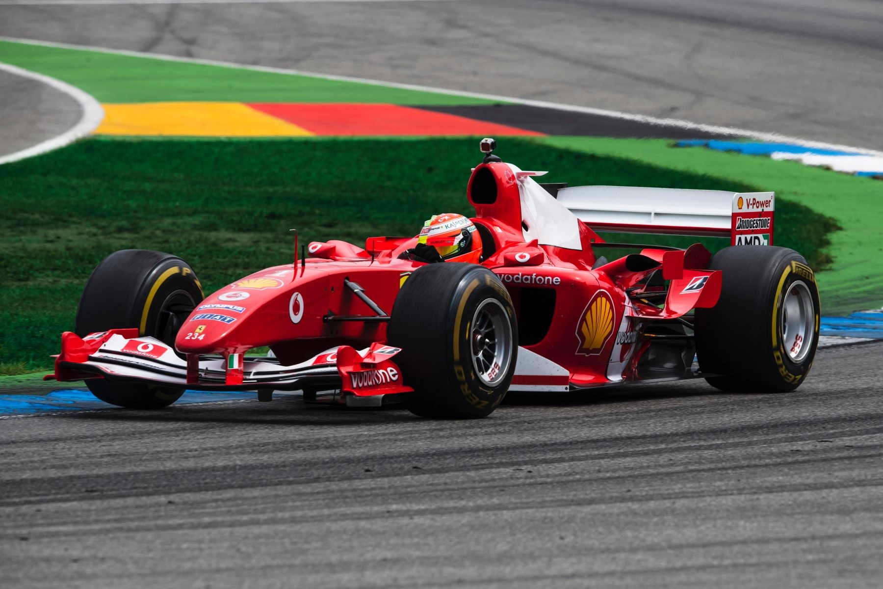 Mick Schumacher (Ferrari) au volant de la Ferrari F2004 à Hockenheim