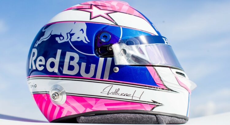 Le casque de Pierre Gasly (Toro Rosso) en hommage à Anthoine Hubert à Monza