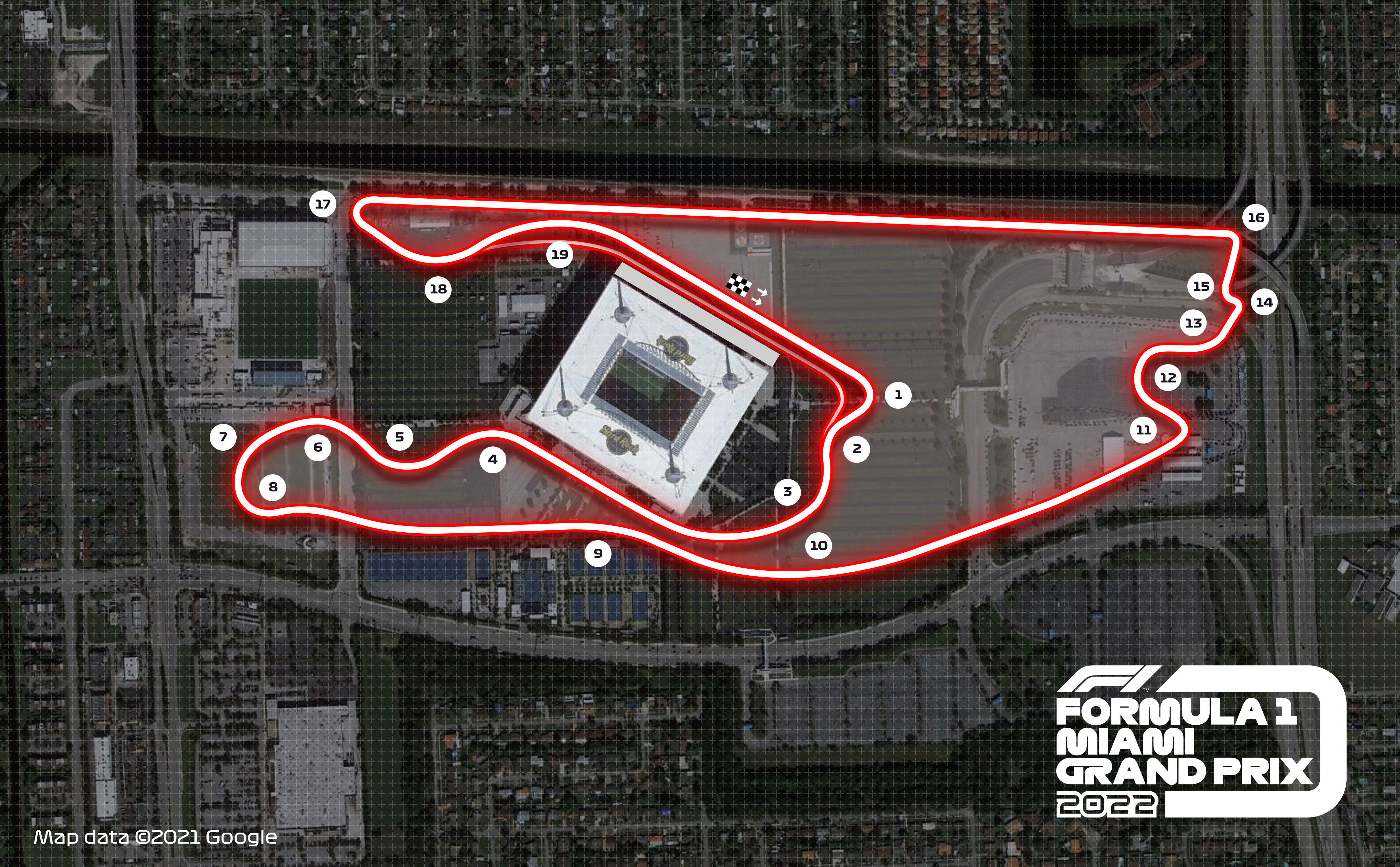 Voici le futur circuit de Miami, théâtre d'un deuxième Grand Prix de F1 aux Etats-Unis en 2022.