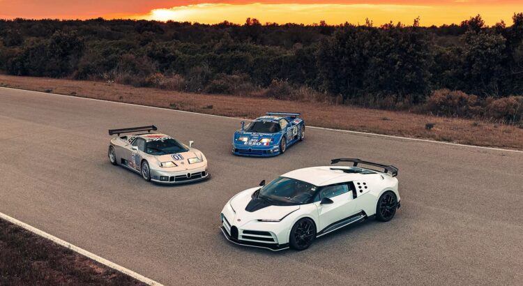 La Bugatti Centodieci et deux EB 110 à Nardo