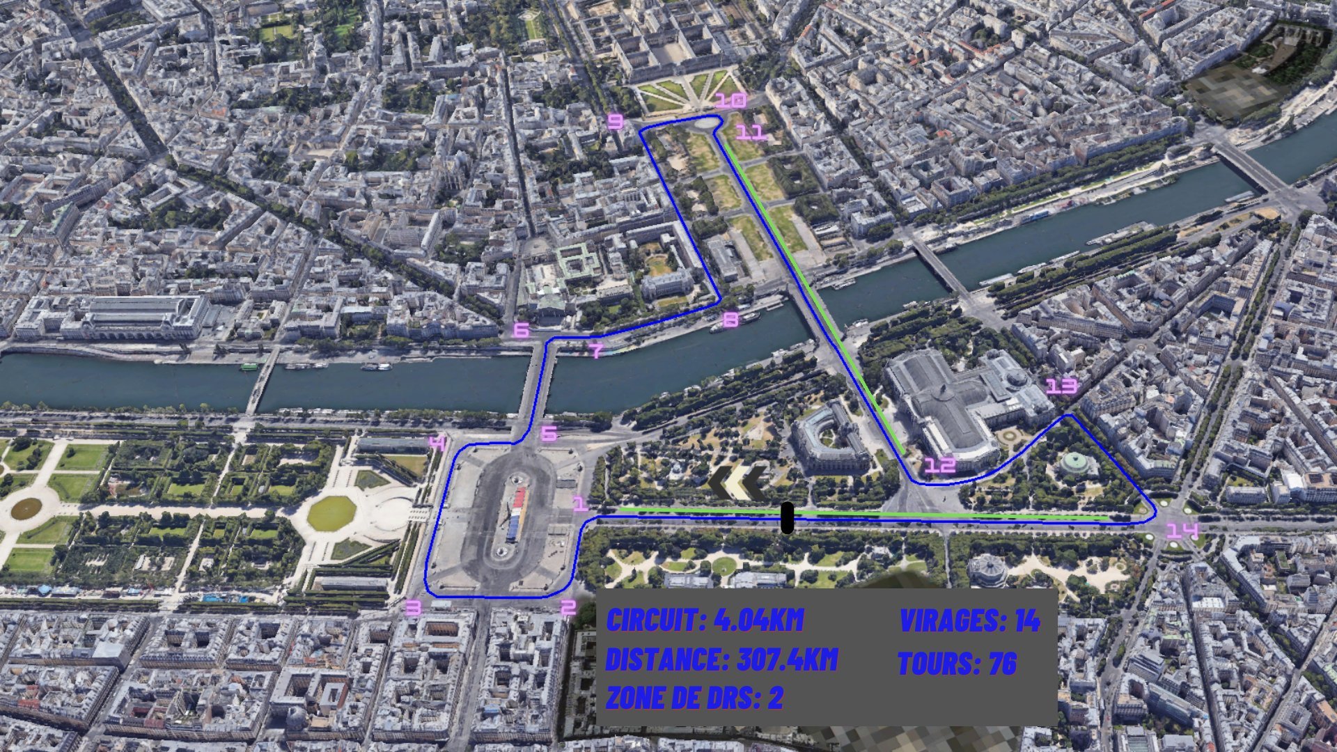 l'hypothétique circuit du Grand Prix de Paris vu du ciel