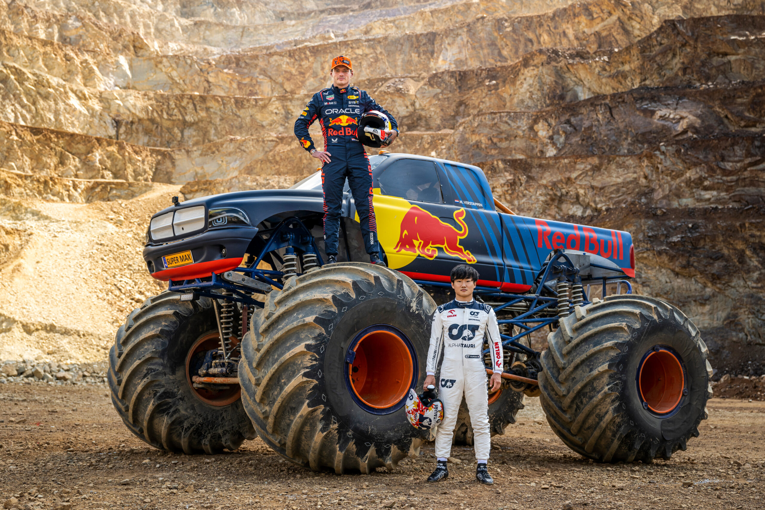 Max Verstappen Yuki Tsunoda Monster Truck Red Bull