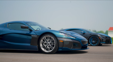 Rimac Nevara Bugatti Chiron Tesla Model S Plaid drag race folie