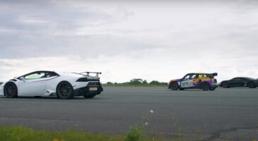 Lamborghini Huracan Bugatti Chiron Super Sport Mini WRX drag race 2023