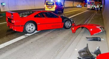 Ferrari F40 accident tunnel 2024