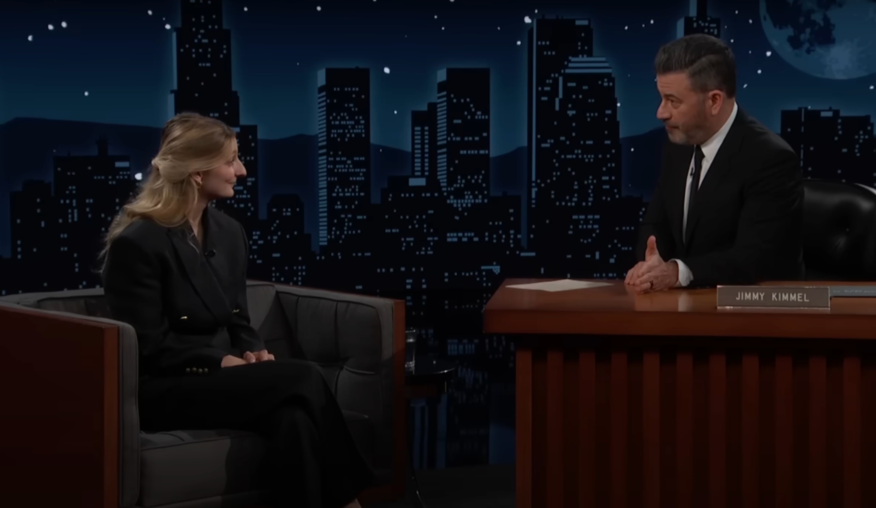 Doriane Pin invitée Jimmy Kimmel talk-show Etats-Unis vidéo 2024